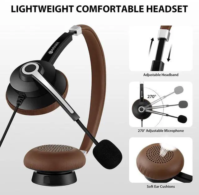 Alt view image 9 of 12 - USB Headset with Microphone Noise Cancelling & in-line Call Controls, Ultra Comfort 3.5mm Wired Headset for Cell Phone, Computer Headset with Mute for PC Laptop Skype Webinar Home Office