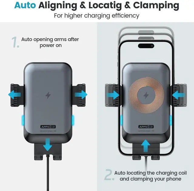 Alt view image 10 of 14 - Wireless Car Charger Mount CD Slot Auto Clamping 15W Fast Charging CD Phone Holder for Car Wireless Charger Fit for iPhone 17 16 15 14 13 12 Pro Max, Samsung S25 S24, Google, LG etc.