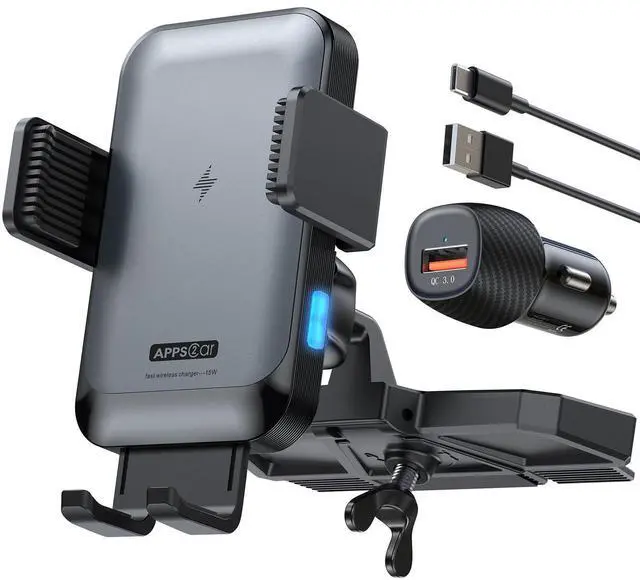 Alt view image 14 of 14 - Wireless Car Charger Mount CD Slot Auto Clamping 15W Fast Charging CD Phone Holder for Car Wireless Charger Fit for iPhone 17 16 15 14 13 12 Pro Max, Samsung S25 S24, Google, LG etc.