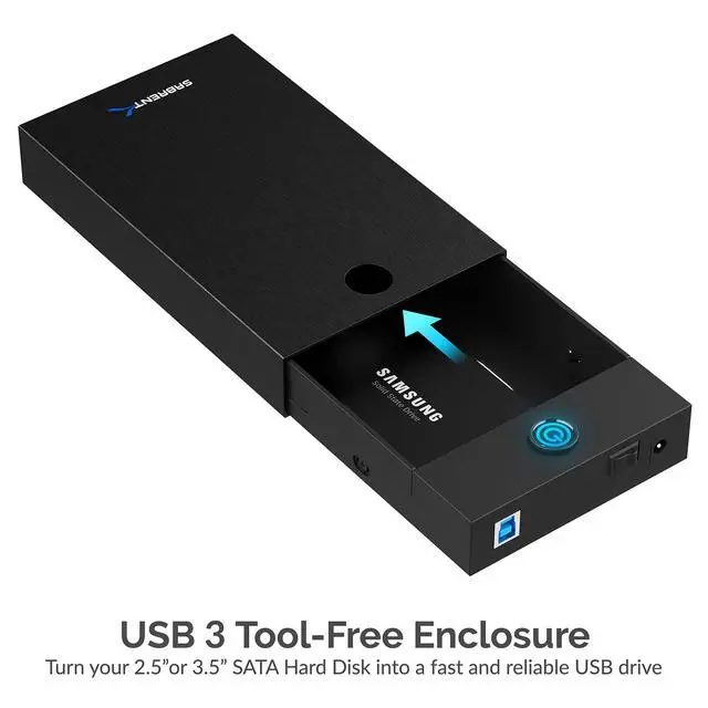 Alt view image 9 of 14 - USB 3.0 Enclosure for 2.5 & 3.5 SATA HDD/SSD Tool-Free, UASP, LED Indicator, Plug & Play, Power Adapter & Cable Included External Hard Drive Case for Windows/macOS/Linux (EC-KSL3)