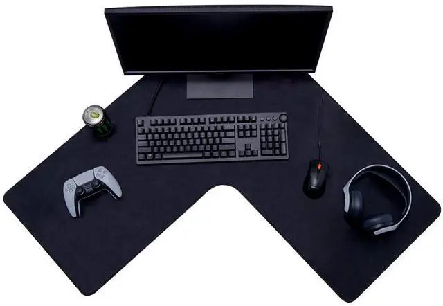 Alt view image 8 of 14 - Brand XL Gaming Mouse Pad | Corner Desk Stitched Edges Extended Mousepad | Non-Slip Water Resistant Keyboard Mat | Deskpad for Gamer, Home & Office 36.22" x 15.74in | L Shape (Black)