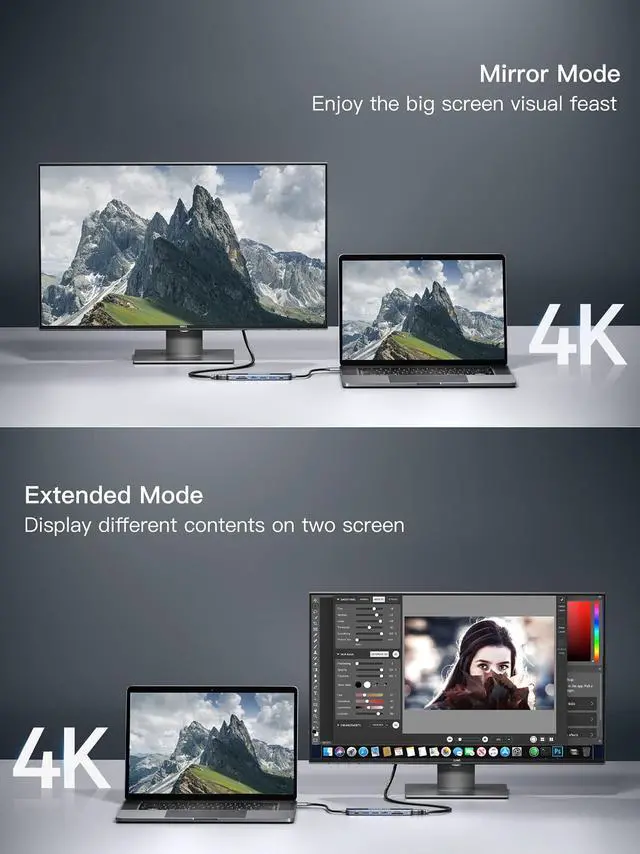 Alt view image 10 of 14 - USB C Hub, 7 in 1 USB-C Multiport Adapter with 4K HDMI, 100W Power Delivery, 3 USB 3.0 Ports, SD/TF Card Reader, for MacBook Pro/Air, iMac, iPad Pro, Surface Pro 7/8, XPS, HP and More