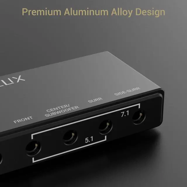 Alt view image 12 of 12 - 7.1 USB Surround Sound Card- 48KHz-384KHz Sample Rate for Headphones, Full Aluminum Alloy USB A External Sound Card for Laptop PC-Supports Line-in & Stereo Mic in