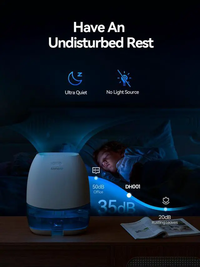 Alt view image 14 of 14 - Dehumidifiers for Home, 34 oz Small Dehumidifier for Room, Quiet Dehumidifiers for Bathroom, Bedroom, RV, Closet with Auto Shut Off, 7 Colors Night Light