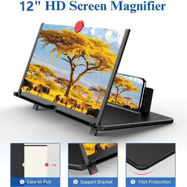 Alt view image 9 of 14 - 12" Screen Magnifier,3D HD Mobile Phone Magnifier Projector Screen Enlarger for Movies, Videos, and Gaming,Foldable Cell Phone Stand with Screen Amplifier,Gifts for Mom Dad(Black, 12inch)