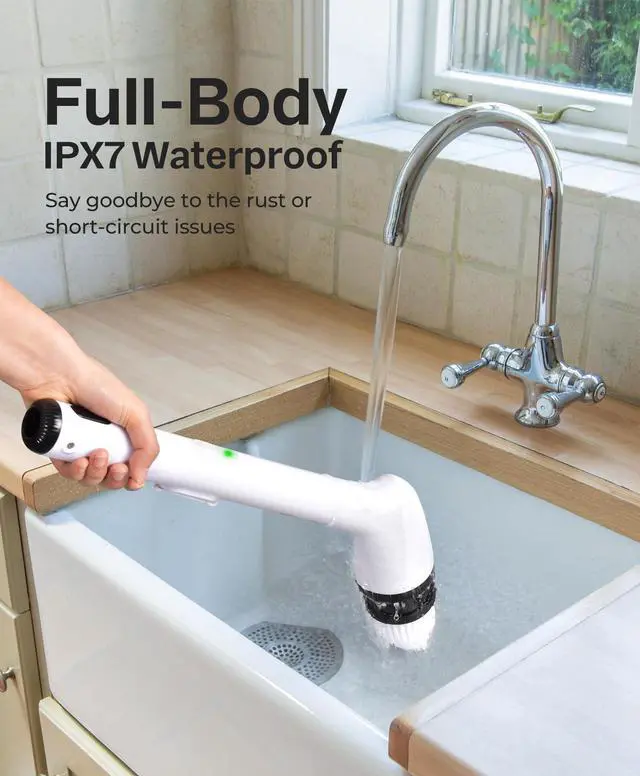 Alt view image 13 of 14 - Electric Spin Scrubber, New Full-Body IPX7 Waterproof Bathroom Cleaner Brush, Shower Scrubber with Long Handle & 2 Speed, Heads Replacement, Cleaning Supplies for Tub Shower Tile Floor