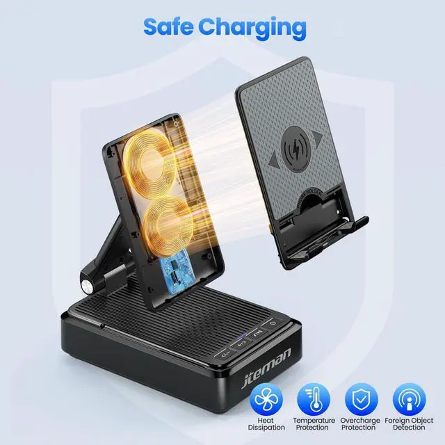 Alt view image 12 of 14 - Cell Phone Stand with Bluetooth Speaker and Wireless Charger,Desktop Charging Station Stand Speaker for iPhone,Christmas Birthday Gift for Men Women (Black)