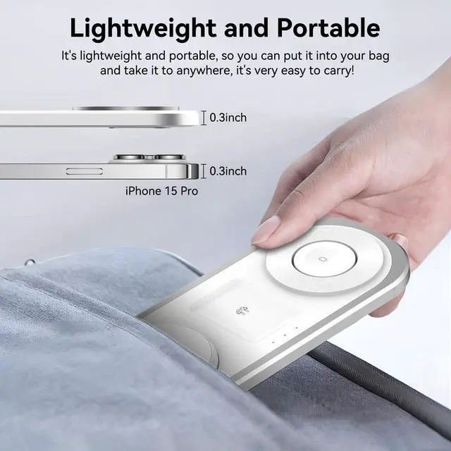 Alt view image 12 of 14 - 3 in 1 Fast Wireless Charger Stand for iPhone, Foldable Travel Charging Station for Magsafe for iPhone 17/Air/16/15/14/13/12 Series, Apple Watch Series, AirPods pro/2/3/4, Gifts for Women Men (Silver)