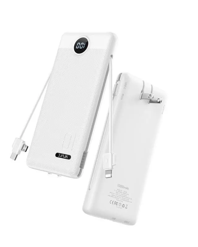 Alt view image 8 of 14 - Portable Charger Power Bank - 10000mAh Fast Charging 22.5W PD 20W Slim Portable Charger Built in Cables,Power Bank with Cords,USB C Portable Phone Charger Travel Accessories -White