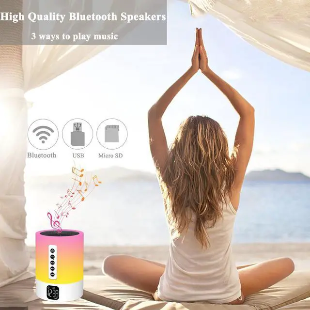 Alt view image 12 of 14 - Alarm Clock Bluetooth Speaker, Night Light White Noise Machine Touch Bedside Lamp with Alarm Clock for Kids Multi-Color Changing Night Light Xmas Gifts for Teenage Girls Boys Women Teen Girl Gifts