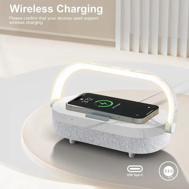 Alt view image 14 of 14 - LED Bedside Lamp, Touch Lamps for Bedroom Nightstand, 4 in 1 Bedside Table Lamp with Wireless Charger, Portable Bluetooth Speaker, Phone Holder, Dimmable Charging Birthday Gifts for Women