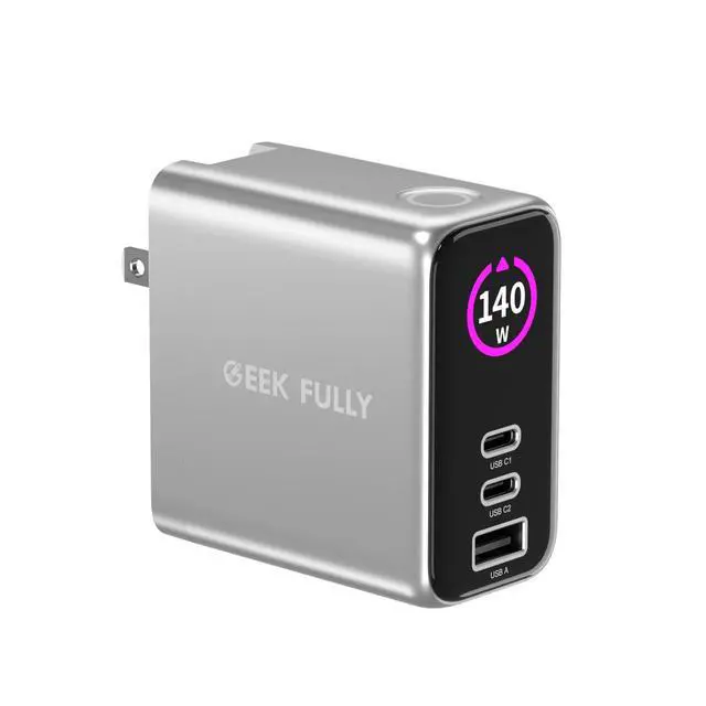 Alt view image 7 of 12 - 140W MAX USB C Charger | 3-Port Fast Charging Station (2xUSB-C PD3.1 + USB-A QC3.0) | Intuitive Touch Controls, for for MacBook, iPhone 17/16 Series, Samsung Galaxy, Pixel and More