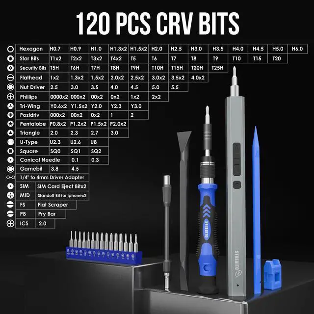 Alt view image 10 of 14 - Electric Screwdriver, 144-in-1 Precision Screwdriver Set, 120 Magnetic Bits, Organized Storage and Portability, Small Tool Kit for Electronics, PC, Computer and Laptop