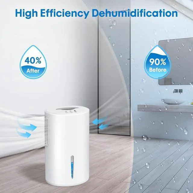 Alt view image 10 of 14 - Small Dehumidifier for Bedroom up to 1000 Sq.Ft, 68 OZ Water Tank Dehumidifier for Home with Auto Shut-Off, Mini Dehumidifier with 7 Color LED Lights for Bathroom, Basement, Closet, Garage, RV