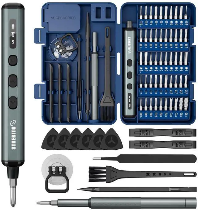 Alt view image 8 of 14 - Mini Electric Screwdriver Set, 67 in 1 Electric Precision Screwdriver - 50 S2 Magnetic Bits, 5 Torque Settings, 4 LED Lights, Electric Screwdriver Kit for PC Phone Laptop Camera Electronics