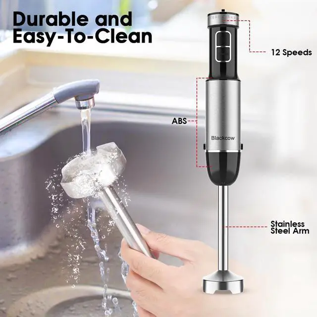 Alt view image 12 of 14 - Immersion Blender Handheld, 800W Powerful Electric Hand Blender with Titanium Alloy Blades, 12 Speeds & Turbo, Electric Hand Mixer for Smoothies, Soups, Baby Food and Purees