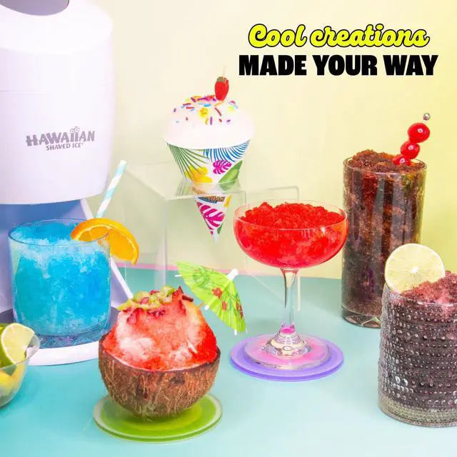 Alt view image 14 of 14 - S900A Snow Cone and Shaved Ice Machine with 2 Reusable Plastic Ice Mold Cups, Non-slip Mat, Instruction Manual, 1-year Manufacturers Warranty, 120V, White