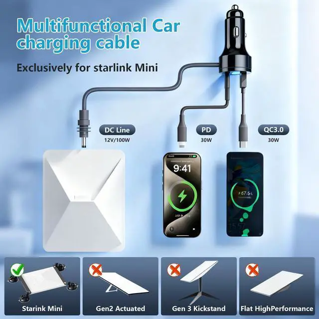 Alt view image 11 of 14 - Starlink Mini Suction Cup Mount with 3 in 1 Car Charger, Secure Satellite Mounting Kit for Car Windows & Sunroofs, Rv, Boat, Truck Glass and Road Trips with 2 Replaceable Suction Cup