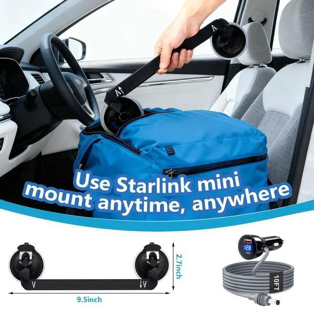Alt view image 10 of 14 - Starlink Mini Suction Cup Mount with 3 in 1 Car Charger, Secure Satellite Mounting Kit for Car Windows & Sunroofs, Rv, Boat, Truck Glass and Road Trips with 2 Replaceable Suction Cup