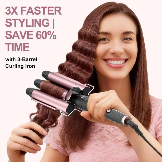 Alt view image 11 of 14 - 6 in 1 Wand Curling Iron Set, 3 Barrel Curling Wand Set with Thermal Brush (1.5") and 5 Interchangeable Ceramic Hair Wand Curler (0.35"-1.25"), Home Travel Multi Curl, 2 Temp 30S Instant Heat Up