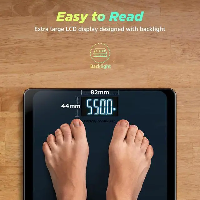Alt view image 9 of 12 - 550lb Bathroom Digital Scale for Body Weight with Ultra-Wide Platform and Large LCD Display, Accurate High Precision Scale with Extra-High Capacity