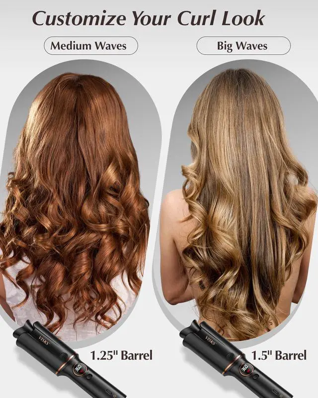 Alt view image 14 of 14 - Automatic Rotating Curling Iron V668 Pro Ceramic Hair Curler with Keratin-Coated Barrel, Digital Temperature Display, Anti-Scald, 590M Ionic, Tangle-Free, Dual Voltage, 1.5 Inch