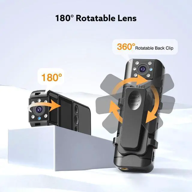 Alt view image 10 of 14 - Z11 4K Body Camera with Audio and Video Recording, 128GB Small Body Cam with 180° Rotating Lens, 6HR Battery & Night Vision, Wearable Camera for Pet, Home, Office, Security Police Law Enforcement
