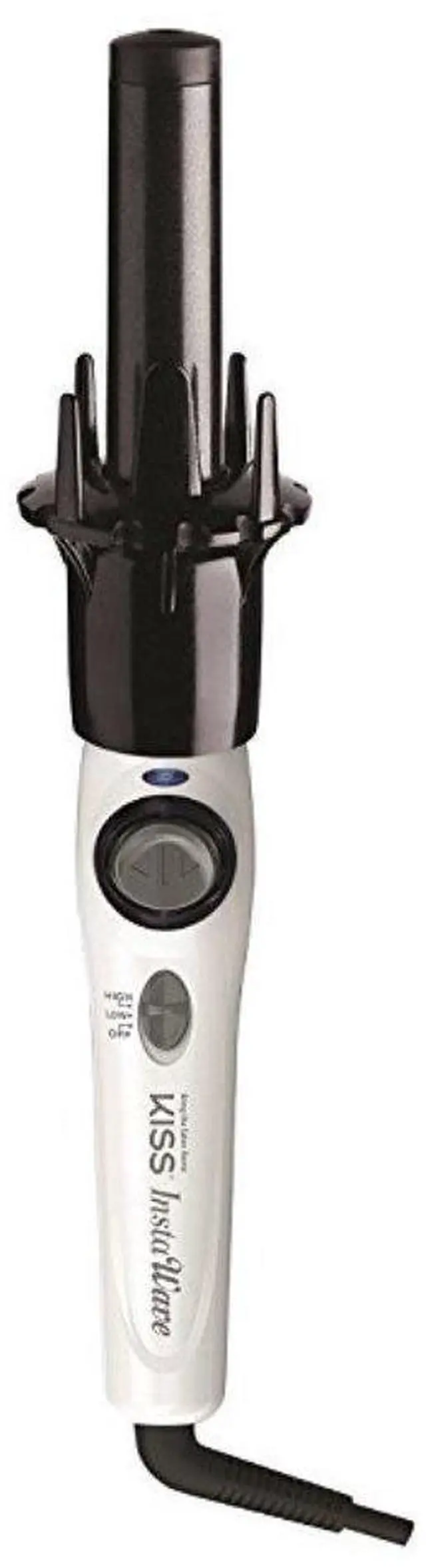 Alt view image 3 of 4 - Instawave Deluxe Automatic Rotating Curling Iron, Self-Spinning, Ceramic Ionic Technology, Tangle Prevention, 2-Way Rotation, Dual Heat Settings up to 420°F, 1 Curling Wand, Black & White