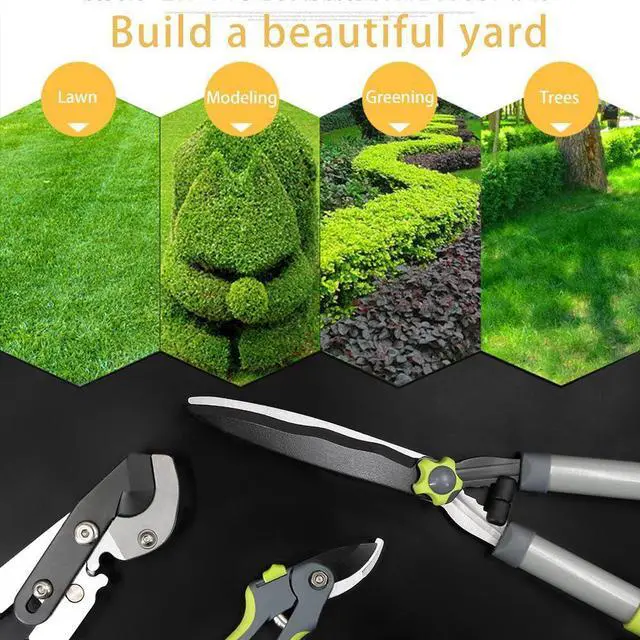 Alt view image 13 of 14 - Garden Loppers Pruning Shears, Updated 3PCS Hedge Clippers Combo Set, Branch Cutter with Compound Action, Chops Thick High Branch Ease, Professional Tree Trimmer Set Heavy Duty