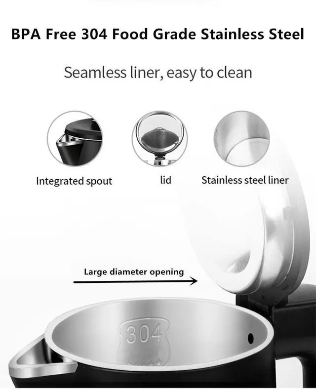 Alt view image 10 of 13 - 0.8L Electric Kettle Stainless Steel, 800 Watts Small Electric Kettle 27 Ounce Fast Boil Auto Shut-off, Portable Water Boiler for Small Kitchen, Business Trip and More