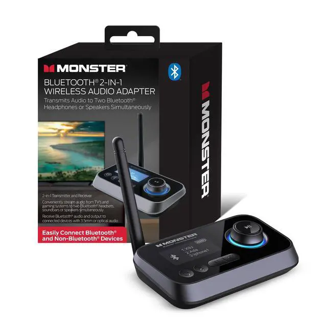Alt view image 8 of 14 - Bluetooth Transmitter & Receiver, 2-in-1 Bluetooth Audio Adapter, Stream to/from NonBluetooth Devices, Stream TV to 2 Headphones, 33 ft Range, Analog & Digital, TV USB Powered, 3.5mm Aux Port