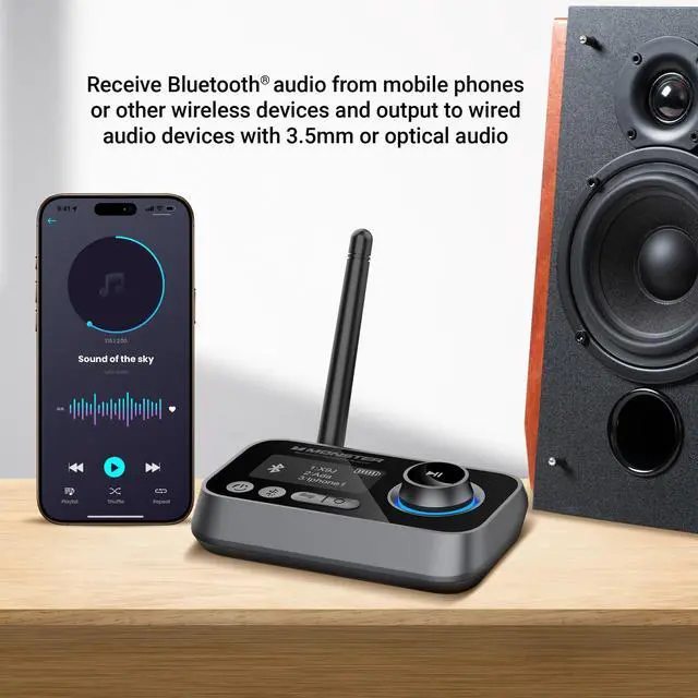 Alt view image 11 of 14 - Bluetooth Transmitter & Receiver, 2-in-1 Bluetooth Audio Adapter, Stream to/from NonBluetooth Devices, Stream TV to 2 Headphones, 33 ft Range, Analog & Digital, TV USB Powered, 3.5mm Aux Port