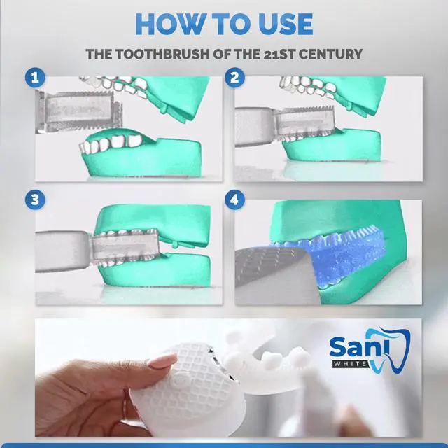 Alt view image 11 of 14 - Sani White Ultrasonic Toothbrush, Ortho Sparkle Sonic Glow Brush, 360 Brite Toothbrush Adult U Shaped Ultrasonic Tooth Cleaner Teeth Whitening Light Electric Automatic Hands Free
