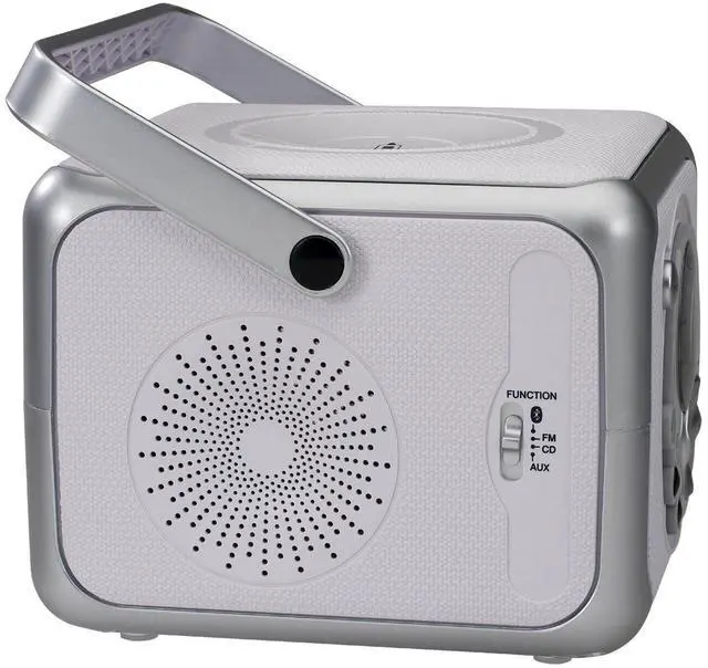 Alt view image 9 of 10 - FM Stereo CD555 Bluetooth Boombox, Silver, 7.00 x 9.75 x 6.00 inches