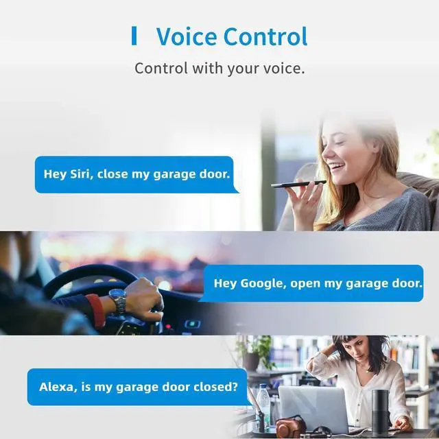 Alt view image 11 of 14 - Smart Garage Door Opener Remote, Compatible with Apple HomeKit, Amazon Alexa, Google Assistant, SmartThings, Multiple Notification Modes, No Hub Needed,White
