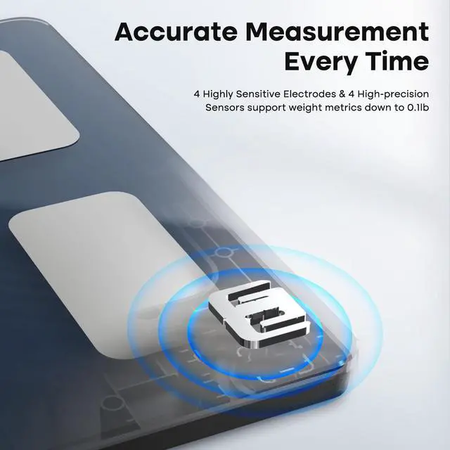 Alt view image 8 of 12 - Smart Scale for Body Weight, BMI, Fat, Muscle Mass, Digital Bathroom Scales 500lbs Bluetooth 11.8" Large Platform Weighing Machine Health Monitor with App, Dark Blue