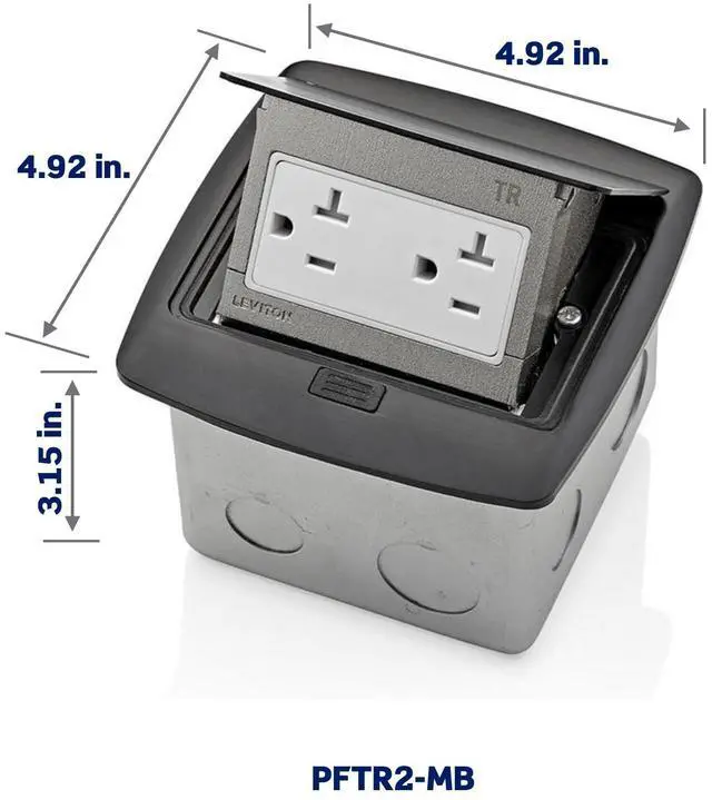 Alt view image 7 of 8 - Pop-Up Floor Box with 20 Amp, Tamper-Resistant Outlet, PFTR2-MB, Black