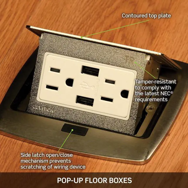Alt view image 8 of 8 - Pop-Up Floor Box with 20 Amp, Tamper-Resistant Outlet, PFTR2-MB, Black
