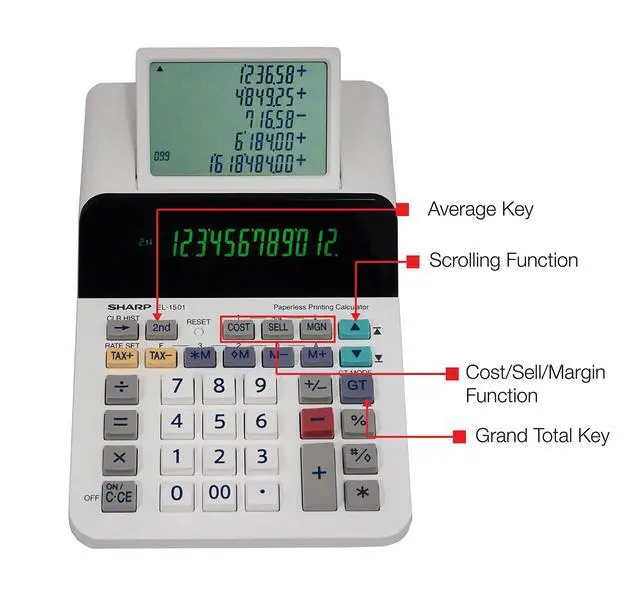 Alt view image 11 of 14 - El-1501 Compact Cordless Paperless Large 12-Digit Display Desktop Printing Calculator That Utilizes Printing Calculator Logic