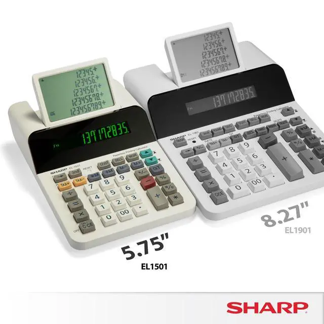 Alt view image 10 of 14 - El-1501 Compact Cordless Paperless Large 12-Digit Display Desktop Printing Calculator That Utilizes Printing Calculator Logic