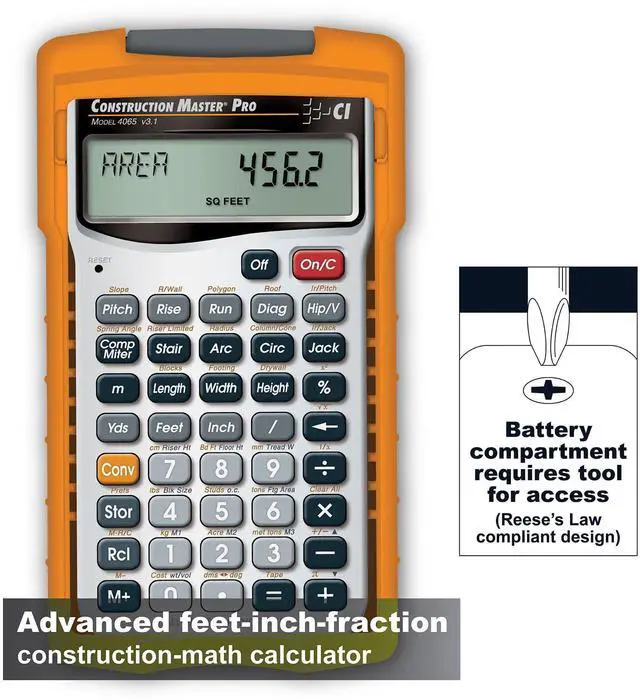 Alt view image 9 of 14 - 4065 Construction Master Pro Advanced Construction Math Feet-inch-Fraction Calculator for Contractors, Estimators, Builders, Framers, Remodelers, Renovators and Carpenters