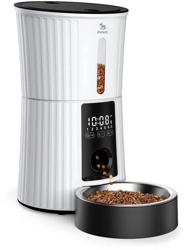 Alt view image 8 of 14 - Timed Automatic Cat Feeders - 4L Programable Dry Food Dispenser for Cats and Small Medium Dogs 6 Meals with Desiccant Bag Dual Power Supply 10S Voice Recorder