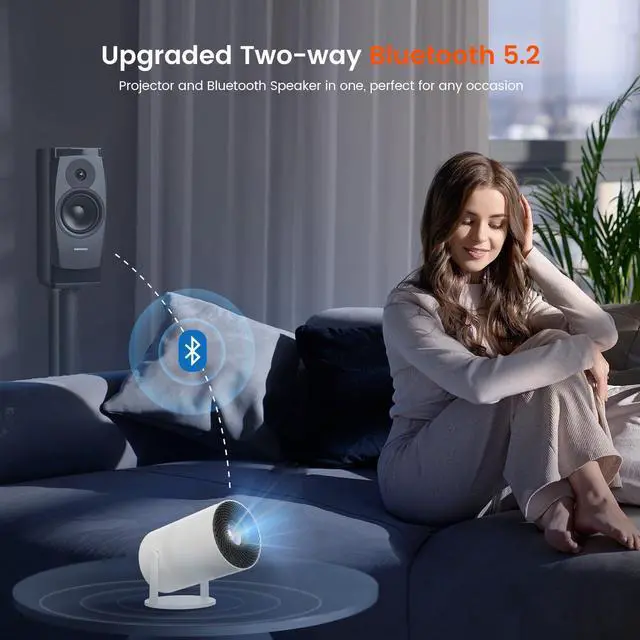 Alt view image 8 of 14 - Mini Projector with WiFi and Bluetooth, Portable Movie Projector with 180° Rotatable, 1080P HD Supported, Auto Vertical Keystone, Compatible with Smartphone, TV Stick, Laptop, HDMI, USB