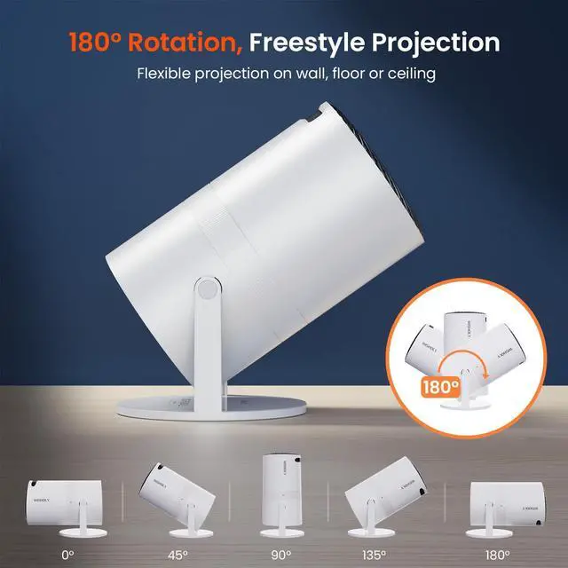 Alt view image 10 of 14 - Mini Projector with WiFi and Bluetooth, Portable Movie Projector with 180° Rotatable, 1080P HD Supported, Auto Vertical Keystone, Compatible with Smartphone, TV Stick, Laptop, HDMI, USB