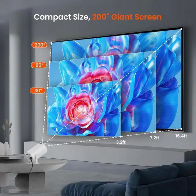 Alt view image 11 of 14 - Mini Projector with WiFi and Bluetooth, Portable Movie Projector with 180° Rotatable, 1080P HD Supported, Auto Vertical Keystone, Compatible with Smartphone, TV Stick, Laptop, HDMI, USB