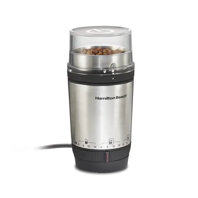Alt view image 8 of 14 - Custom Grind Electric Coffee Grinder for 4-14 Cups, One-Press Hand-Free Operation with Auto Shutoff, Removable Grinding Bowl For Easy Pour and Clean, Stainless Steel (80406)