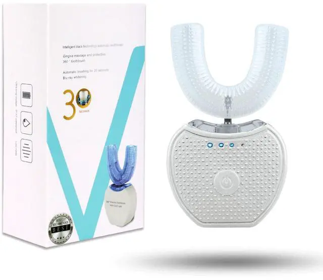 Alt view image 8 of 14 - Sani White Ultrasonic Toothbrush, Ortho Sparkle Sonic Glow Brush, 360 Brite Toothbrush Adult U Shaped Ultrasonic Tooth Cleaner Teeth Whitening Light Electric Automatic Hands Free