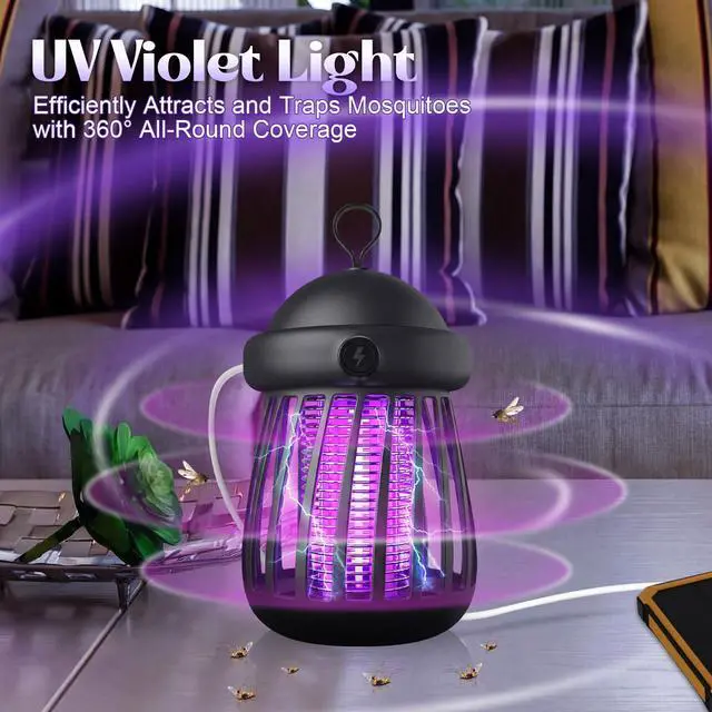 Alt view image 12 of 14 - 4 Pack Bug Zapper Indoor, USB-Powered Mosquito Killer Lamp UV Insect Trap with 3000v Electric Grid, Quiet Indoor Jellyfish Bug Zapper for Gnats, Moths, Fruit Flies (White,Gray)