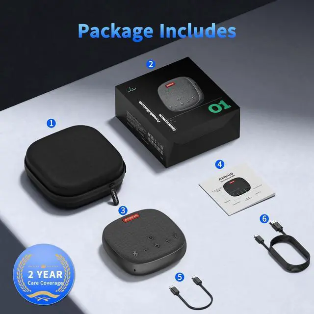 Alt view image 10 of 14 - Conference Speaker and Microphone, Bluetooth Speakerphone with 360° Voice Pickup, Advanced Noise Reduction, USB-C Plug & Play, Compatible with Zoom and MS Team