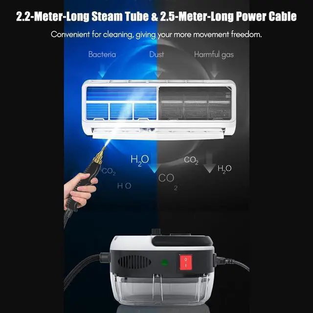 Alt view image 9 of 12 - Portable Handheld Steam Cleaner, High Temperature Pressurized Steam Cleaning Machine with Brush Heads for Kitchen Furniture Bathroom Car, US Plug 110V (White)
